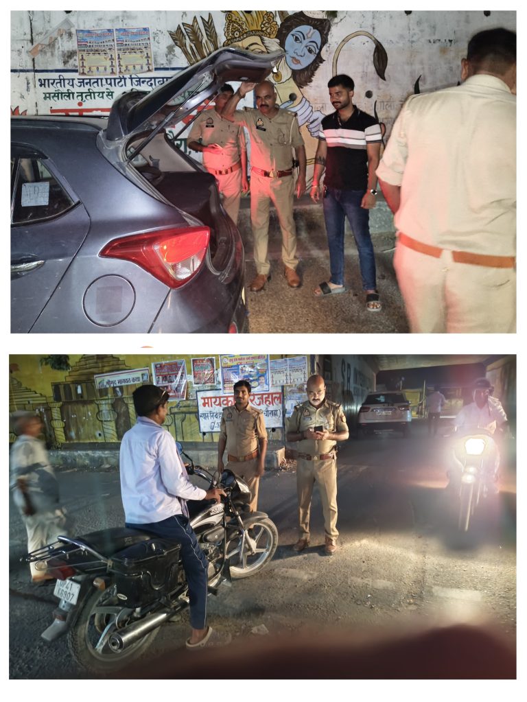 पुलिस ने बगैर हेलमेट व ट्रिपल राइडिंग कर रहे बाइकों का काटा चालान